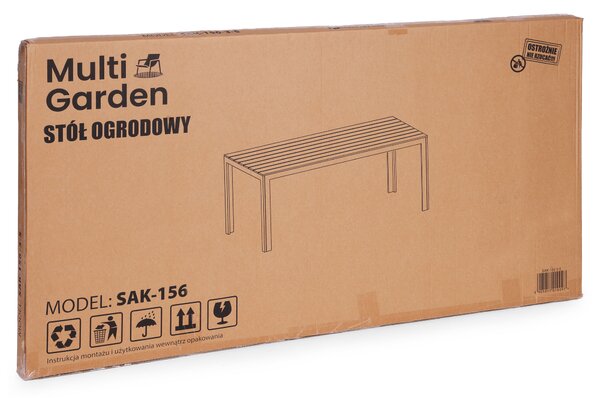 MultiGarden Záhradný stôl 6 miest 156x78 cm - sivý biely MultiGarden