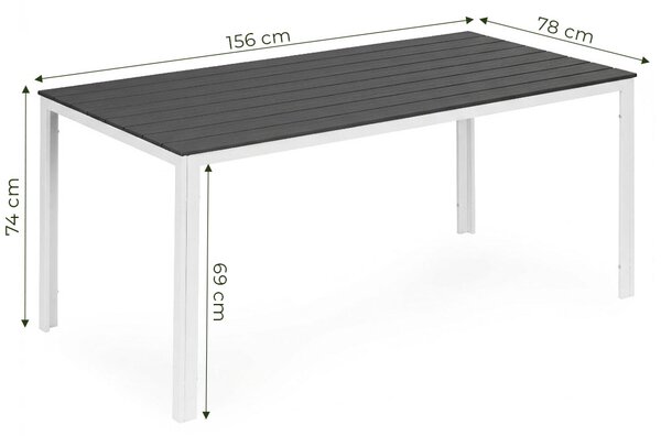 MultiGarden Záhradný stôl 6 miest 156x78 cm - sivý biely MultiGarden