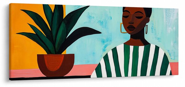 Obraz - Žena s kvetinou (120x50 cm)