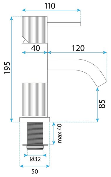 Kúpeľňová batéria Rea Lungo Stripe Brush Nickel Low