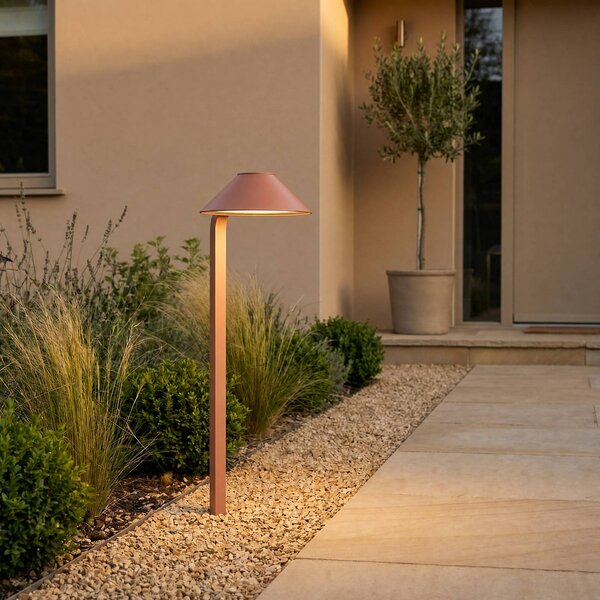 Lindby LED záhradná svietidlo Capelo, v odtieni hliny, 78 cm, IP65, Terakota, Hliník, Moderný, Vonkajše bodové svietidlo / bodateľné do zeme