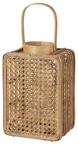 Lampáš prírodný umelý ratan 28 cm sklenený svietnik boho štýl dekoratívny doplnok