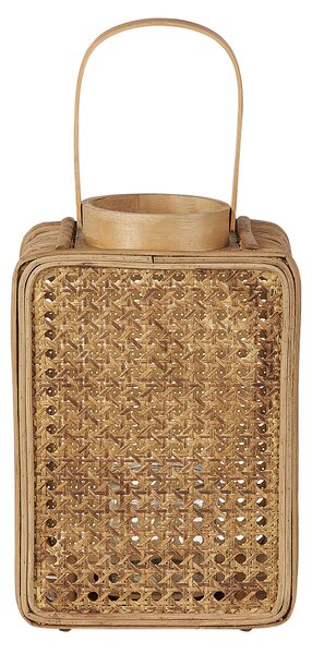 Lampáš prírodný umelý ratan 28 cm sklenený svietnik boho štýl dekoratívny doplnok