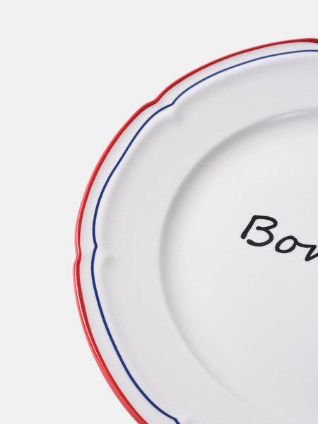 Sinsay - Keramický tanier s nápisom Bonjour - tmavomodrá
