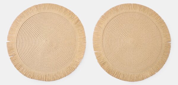 Sinsay - Okrúhle prestierania so strapcami 2 pack - krémová