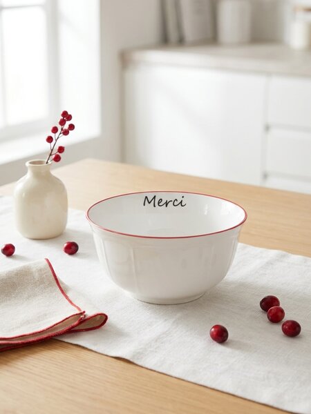 Sinsay - Keramická miska s nápisom Merci - tmavomodrá