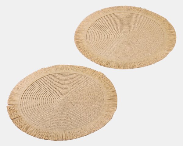 Sinsay - Okrúhle prestierania so strapcami 2 pack - krémová