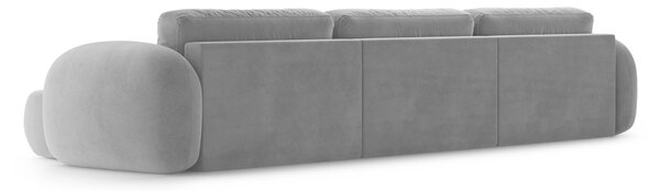MUZZA Päťmiestna rozkladacia pohovka s úložným priestorom do tvaru U NALET 362 cm velvet sivá
