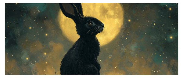 Obraz - Zajac s mesiacom (120x50 cm)