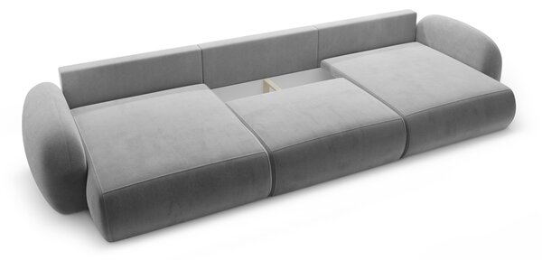 MUZZA Päťmiestna rozkladacia pohovka s úložným priestorom do tvaru U NALET 362 cm velvet sivá