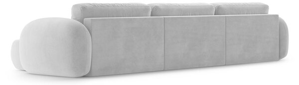 MUZZA Päťmiestna rozkladacia pohovka s úložným priestorom do tvaru U NALET 362 cm velvet svetlosivá