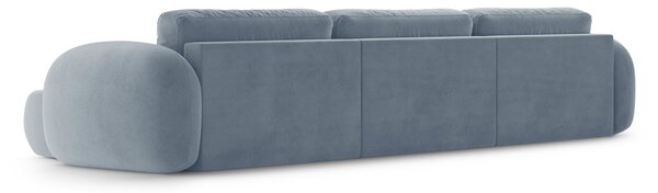 MUZZA Päťmiestna rozkladacia pohovka s úložným priestorom do tvaru U NALET 362 cm velvet svetlo modrá