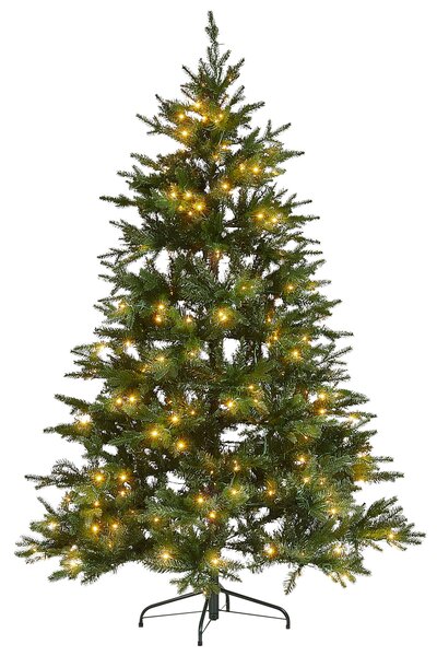 Umelý vianočný stromček zelený syntetický 180 cm sklopné vetvy LED rozprávkové svetlá sviatky