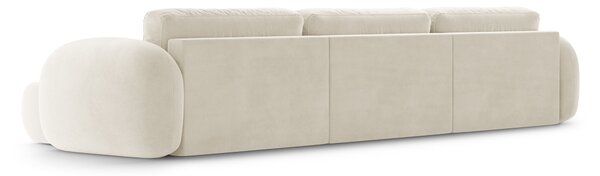 MUZZA Päťmiestna rozkladacia pohovka s úložným priestorom do tvaru U NALET 362 cm velvet krémová