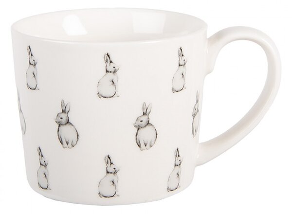 Mug 275 Ml White Porcelain Rabbits - 12*8*7 cm / 275 ml - Clayre & Eef