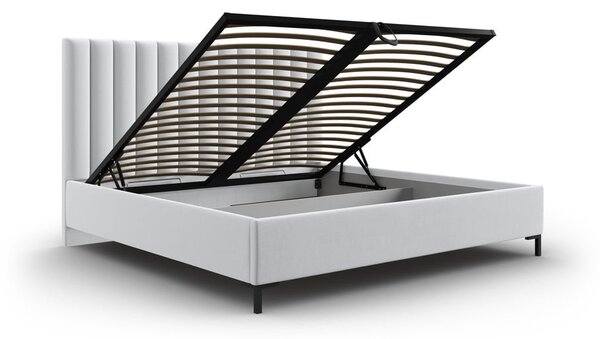 Svetlosivá čalúnená dvojlôžková posteľ s úložným priestorom s roštom 180x200 cm Casey – Mazzini Beds