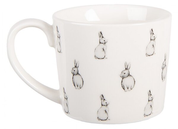 Mug 275 Ml White Porcelain Rabbits - 12*8*7 cm / 275 ml - Clayre & Eef