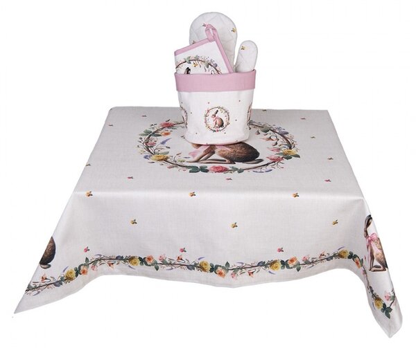Obrus ​​zajac s kvetmi Easter Whispers Collection - 100*100 cm - Clayre & Eef