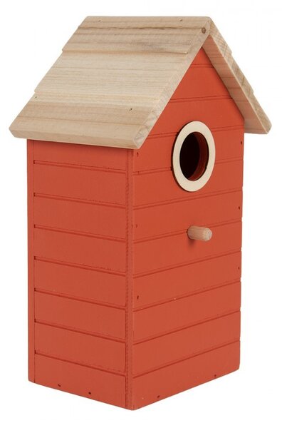 Červená drevená vtáčia búdka Birdhouse - 15*10*22 cm - Clayre & Eef