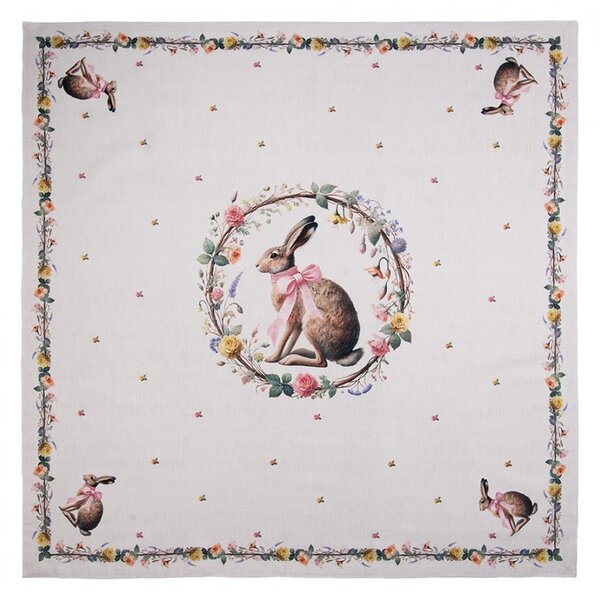 Obrus ​​zajac s kvetmi Easter Whispers Collection - 100*100 cm - Clayre & Eef