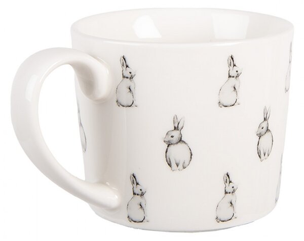 Mug 275 Ml White Porcelain Rabbits - 12*8*7 cm / 275 ml - Clayre & Eef