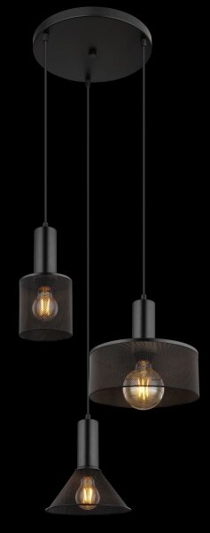 Globo 15648-3H - Luster na lanku JEDD 3xE27/60W/230V čierna