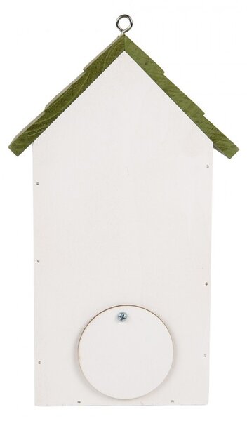 Zeleno-biela drevená vtáčia búdka s konvalinkami Birdhouse - 15*10*22 cm - Clayre & Eef