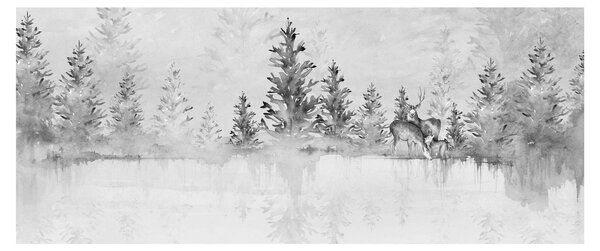 Obraz - Jelene pri jazere (120x50 cm)