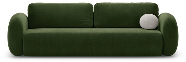 MUZZA Trojmiestna rozkladacia pohovka s úložným priestorom NALET 262 cm velvet zelená