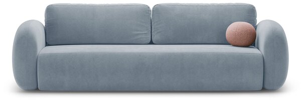 MUZZA Trojmiestna rozkladacia pohovka s úložným priestorom NALET 262 cm velvet svetlo modrá