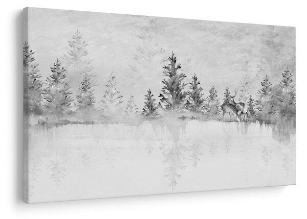 Obraz - Jelene pri jazere (90x60 cm)