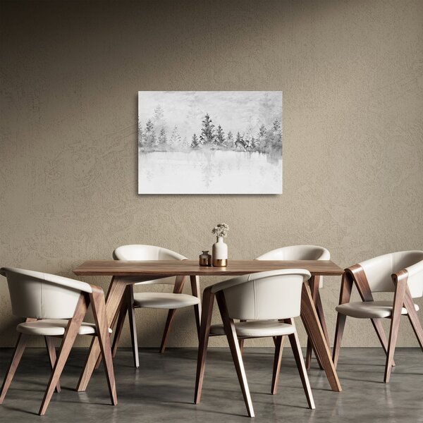 Sklenený obraz - Jelene pri jazere (70x50 cm)