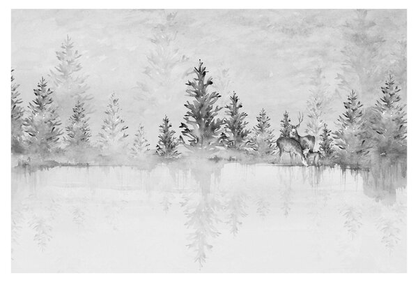 Obraz - Jelene pri jazere (90x60 cm)