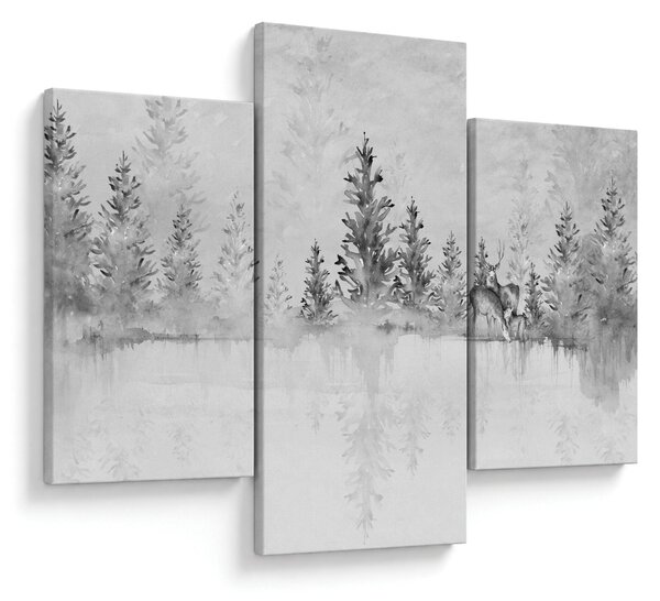 Obraz - Jelene pri jazere (90x60 cm)