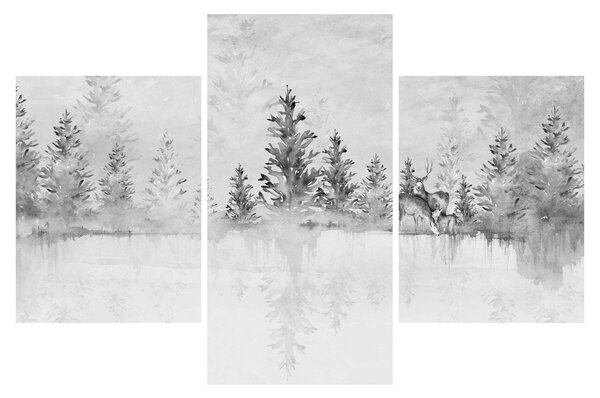 Obraz - Jelene pri jazere (90x60 cm)