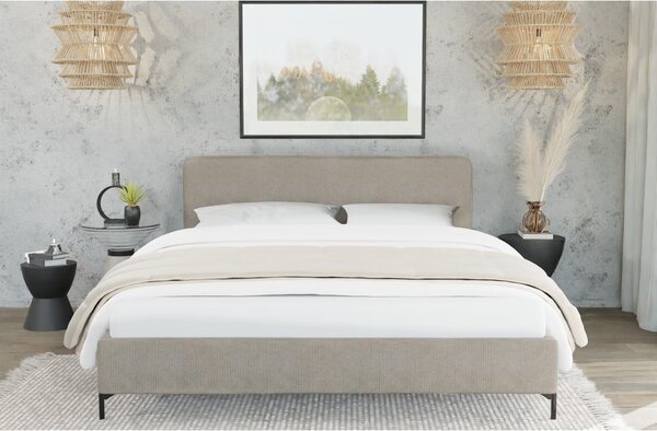 Svetlohnedá čalúnená jednolôžková posteľ s roštom 90x200 cm Barker – Ropez