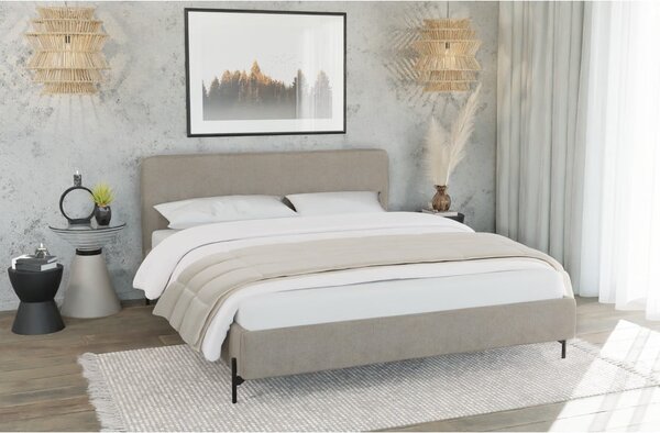 Svetlohnedá čalúnená jednolôžková posteľ s roštom 90x200 cm Barker – Ropez