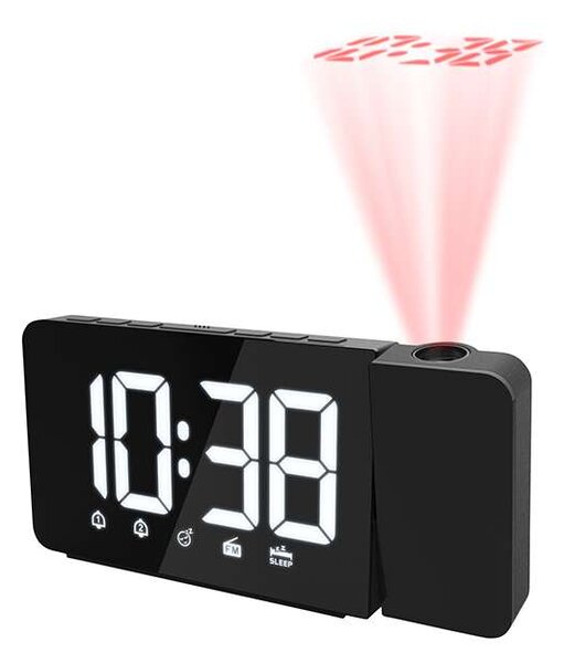 Hodiny s budíkom a rádiom CA04, čierna