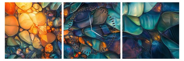 Obraz - Sklenená mozaika (s hodinami) (90x30 cm)