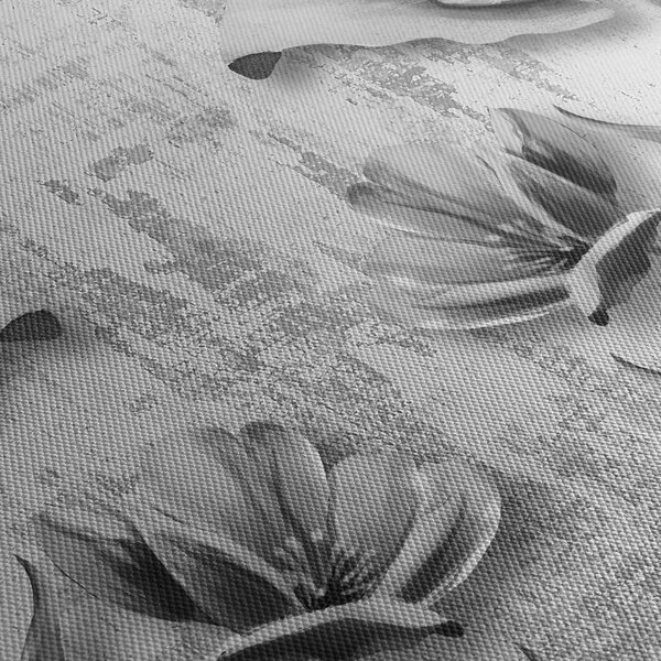 Obraz - Čiernobiele kvety na pozadí (120x50 cm)