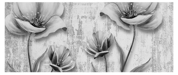 Obraz - Čiernobiele kvety na pozadí (120x50 cm)