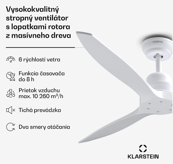 Klarstein Santa Elena Smart 52" stropný ventilátor, 10260 m³/h, 6 stupňov rýchlosti, diaľkové ovládanie, Smart