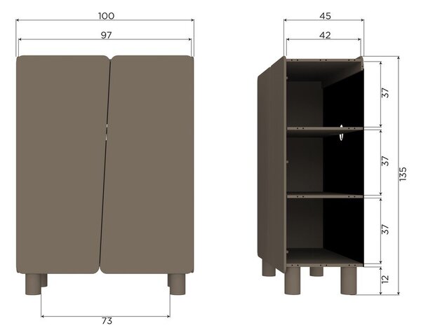 Hnedá skrinka z borovicového dreva 100x135x45 cm Root – WOOOD