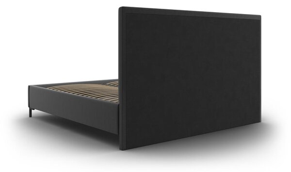Tmavosivá čalúnená dvojlôžková posteľ s úložným priestorom s roštom 200x200 cm Casey – Mazzini Beds