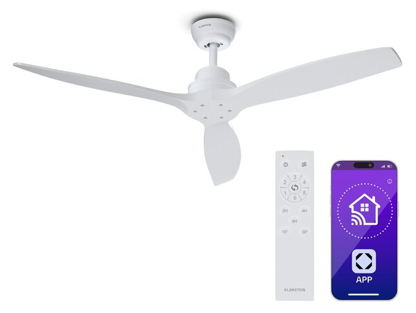 Klarstein Santa Elena Smart 52" stropný ventilátor, 10260 m³/h, 6 stupňov rýchlosti, diaľkové ovládanie, Smart