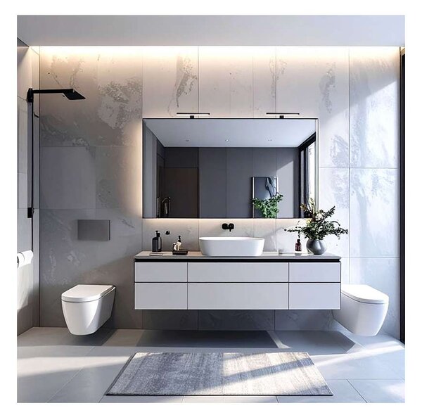 LED kúpeľňové osvetlenie 3v1 WO827, 40 cm, čierna