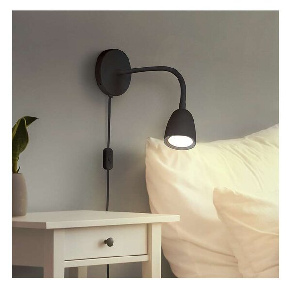 LED nástenná lampička WO54-B, čierna
