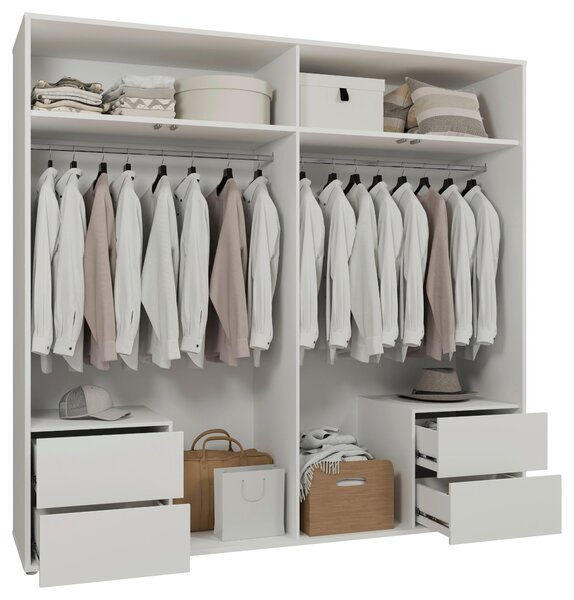 SKRIŇA S OTOČNÝMI DVERAMI, biela, biela s vysokým leskom, 224/214/60 cm Carryhome - Skrine, Online Only