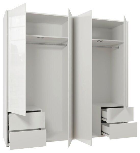 SKRIŇA S OTOČNÝMI DVERAMI, biela, biela s vysokým leskom, 224/214/60 cm Carryhome - Skrine, Online Only