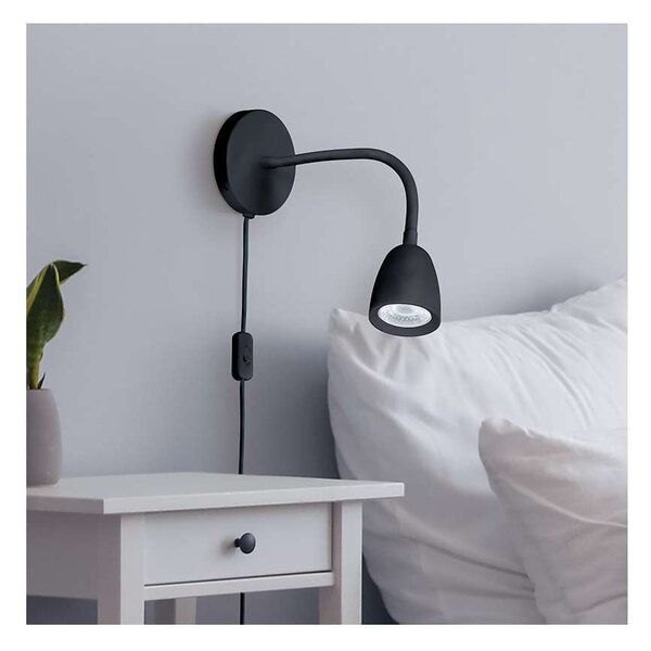 LED nástenná lampička WO54-B, čierna